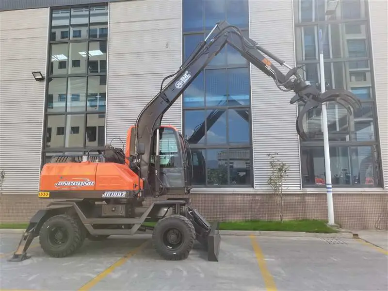 Pelle sur pneus pour pelle à raclage métallique Jinggong avec grumes forestières Chargeur à grappin