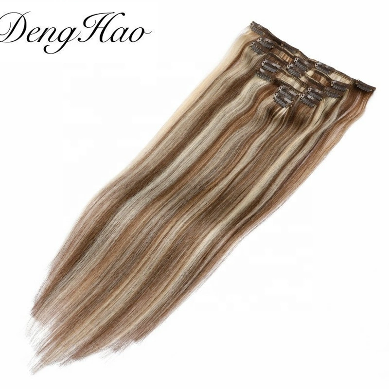 Gerade Piano Farbe Human Hair Extensions Clip in