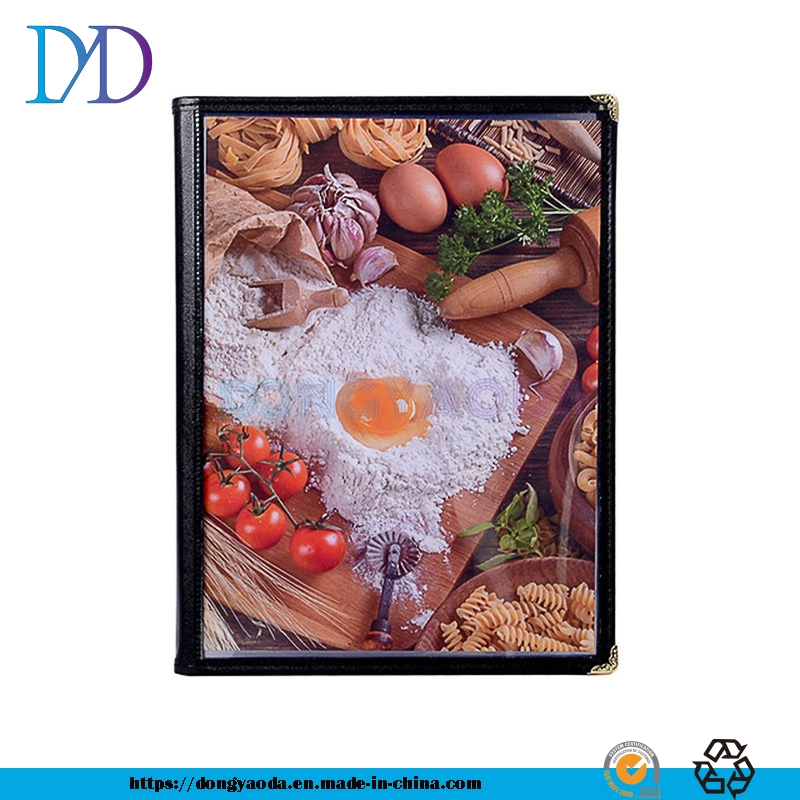 4-Page Metal Corner Transparent Plastic PVC A4 Menu Cover Restaurant