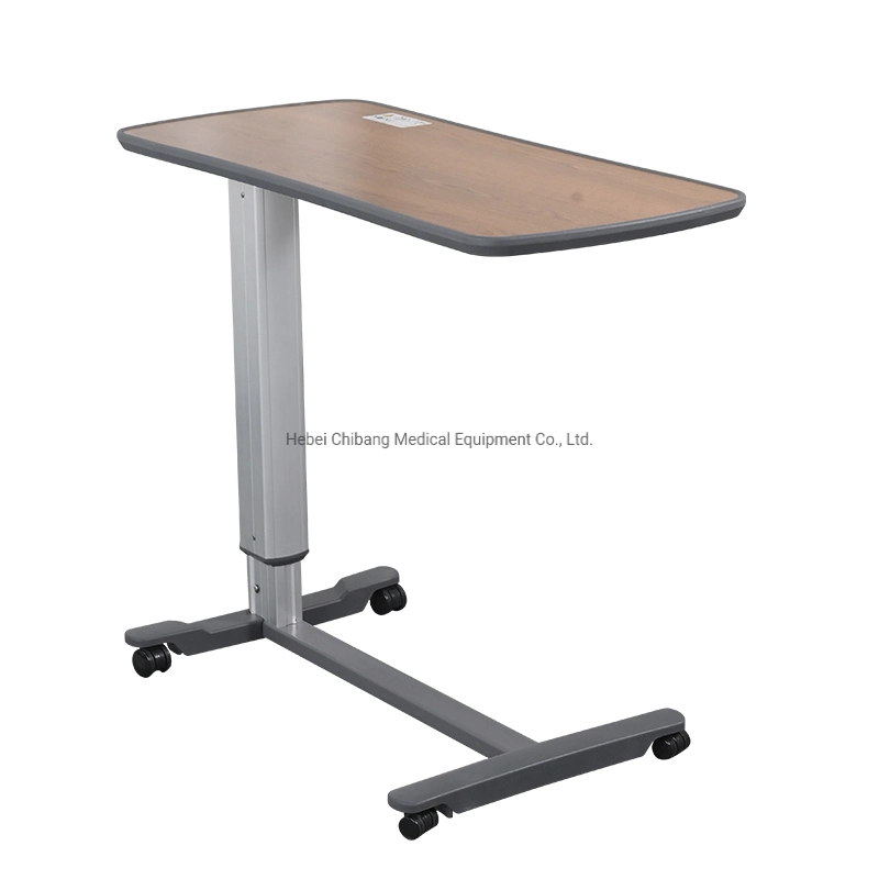 L'hôpital Overbed Table Table à manger de réglage en hauteur mobile pour les soins infirmiers à domicile