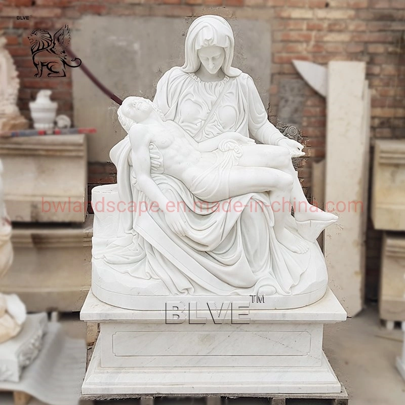 China Supplier Church Religious Decoration Hand Carving The Death of Jesus White Marble Pieta Relief