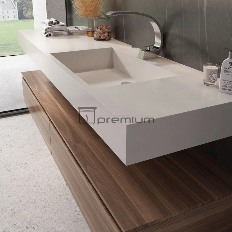 1400mm Width Luxury Modern Design LED Backlit Mirror Sintered Stone Basin Wall Mounted Wooden Bathroom Vanity Cabinet Furniture