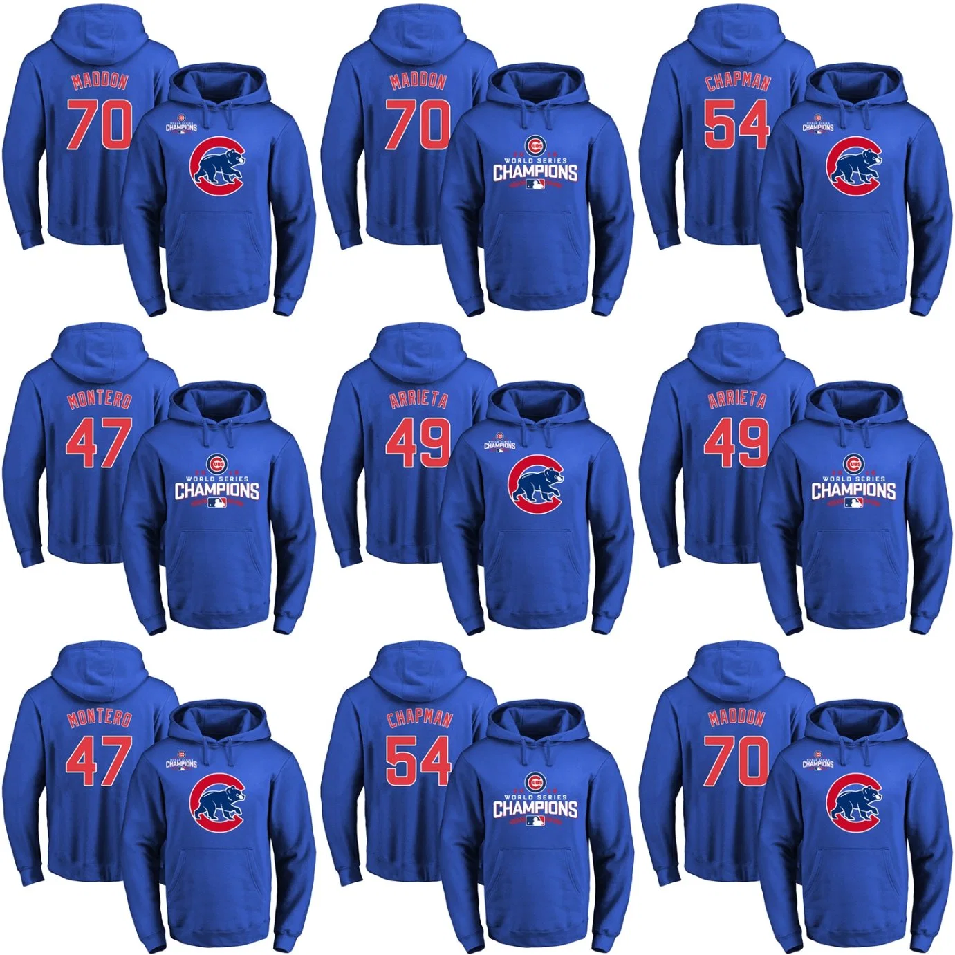 Cheap Ws Champions Cubs Maddon Arrieta Montero Chapman Baseball Hoodies