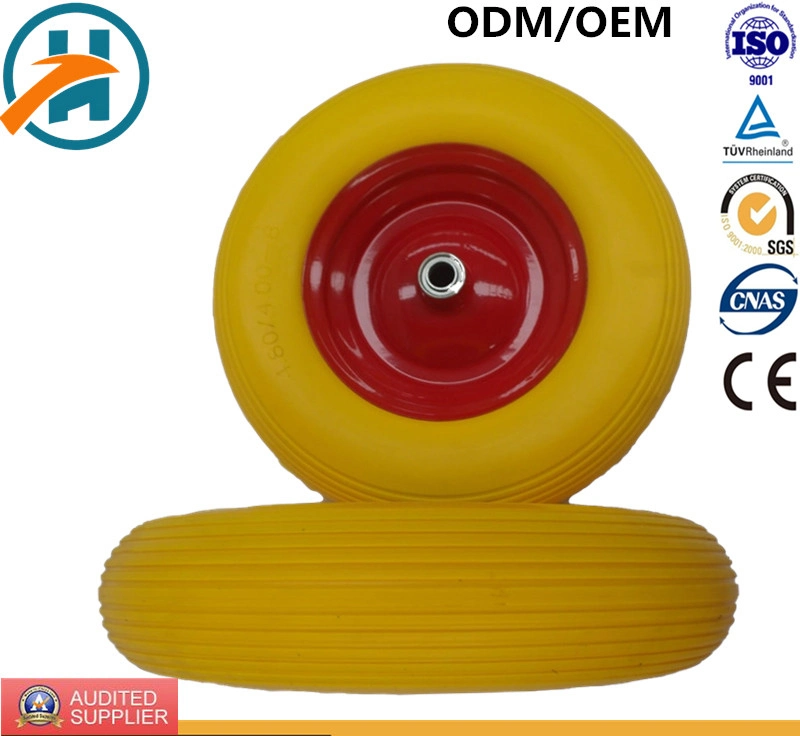 Colour PU Wheel with Steel /Plastic Rim (16*4.00-8)