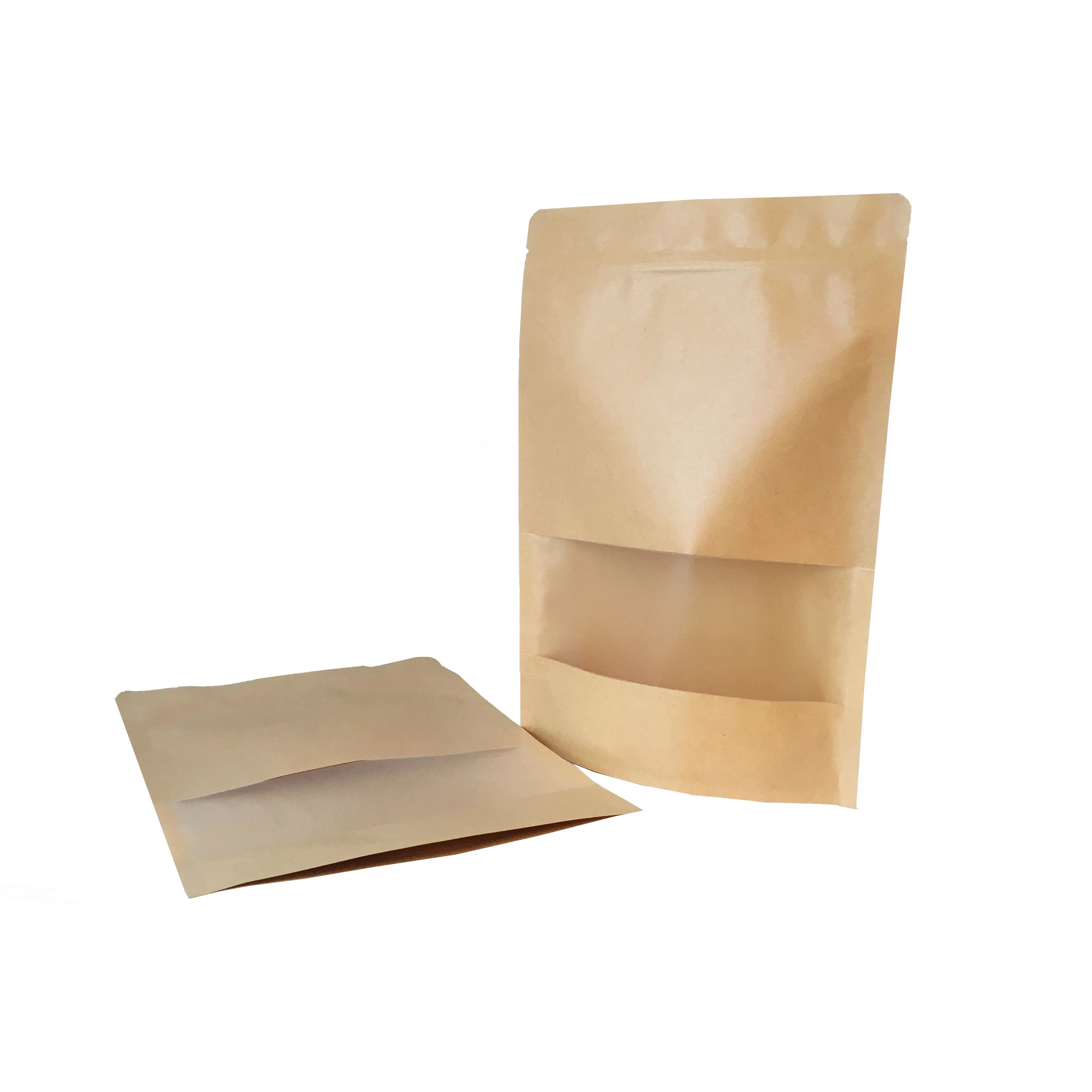 Customized Design Stand up Kraft Paper Plastic Food Packaging Bag for Tea Coffee Nuts Cookies