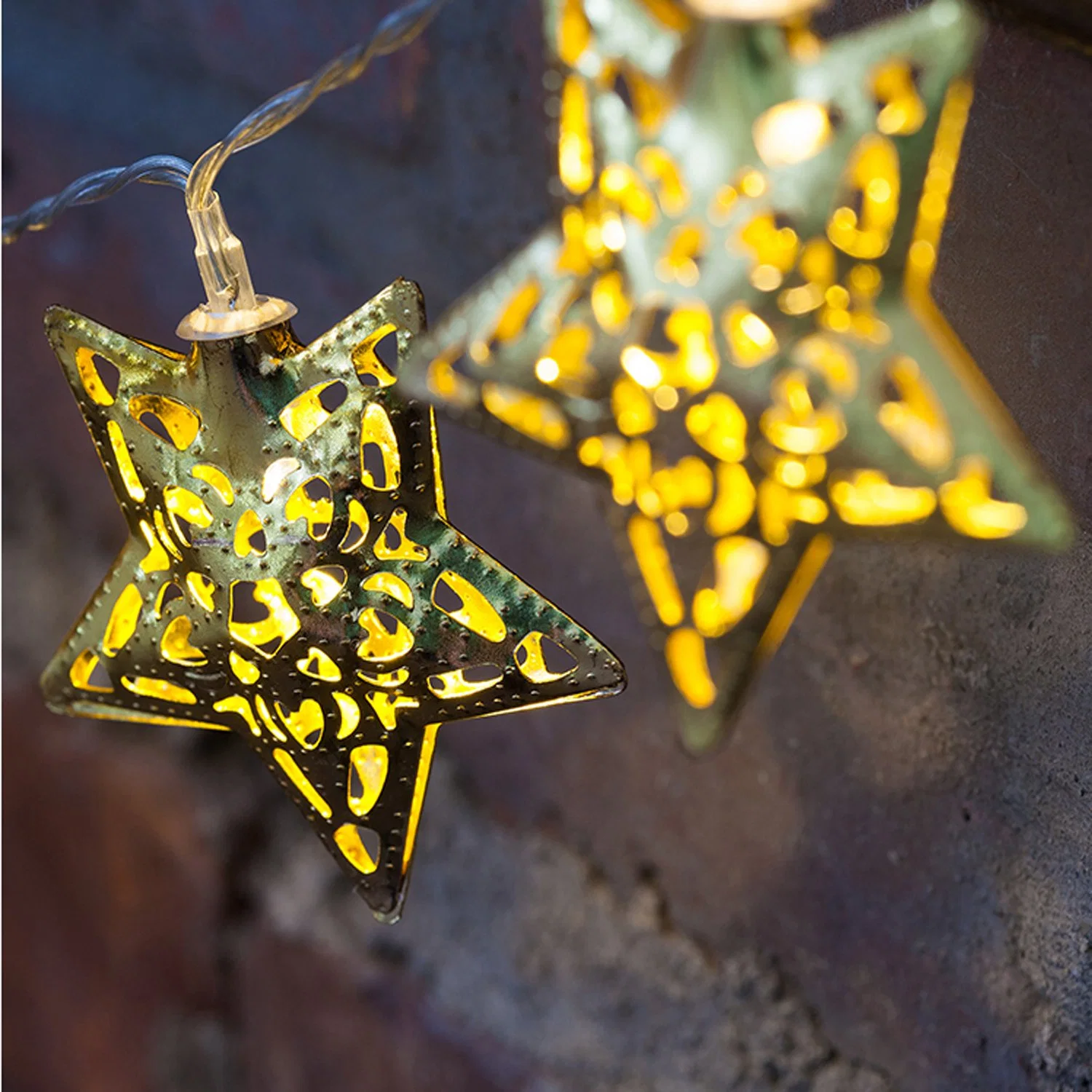 Lámpara de LED String purpurina estrellas doradas cadena elegante diseño de vacaciones