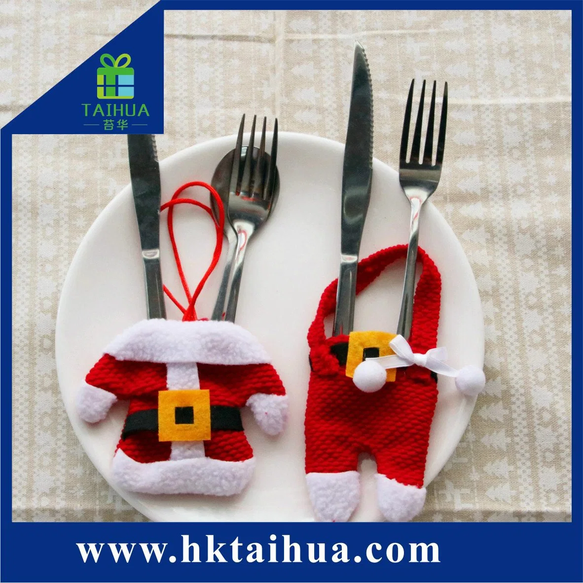 Cute Christmas Kitchen Decoration Santa Fork and Knife Cover