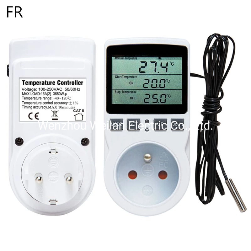 Termostato de controlador de temperatura digital multifunción de toma de corriente con interruptor del temporizador