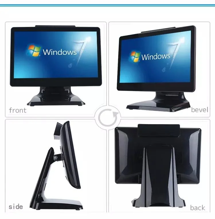 شاشة POS مزدوجة مزودة بشاشة مزودة بشاشة Capacitive Screen POS بحجم 15.4 بوصة من المصنع نظام السحب على جميع العملات في سجل واحد