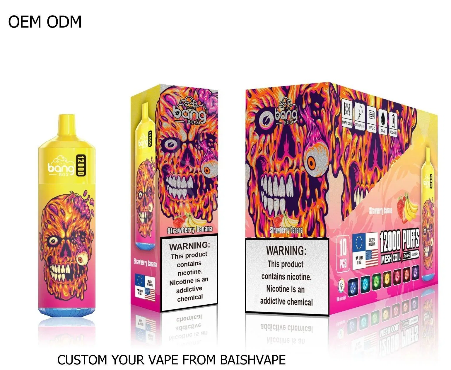 Bobina de malha TIT 7000 personalizada da Zbood BC5000 IGBT Electronic CIG Macaco descartável Bang Box 12K 12000