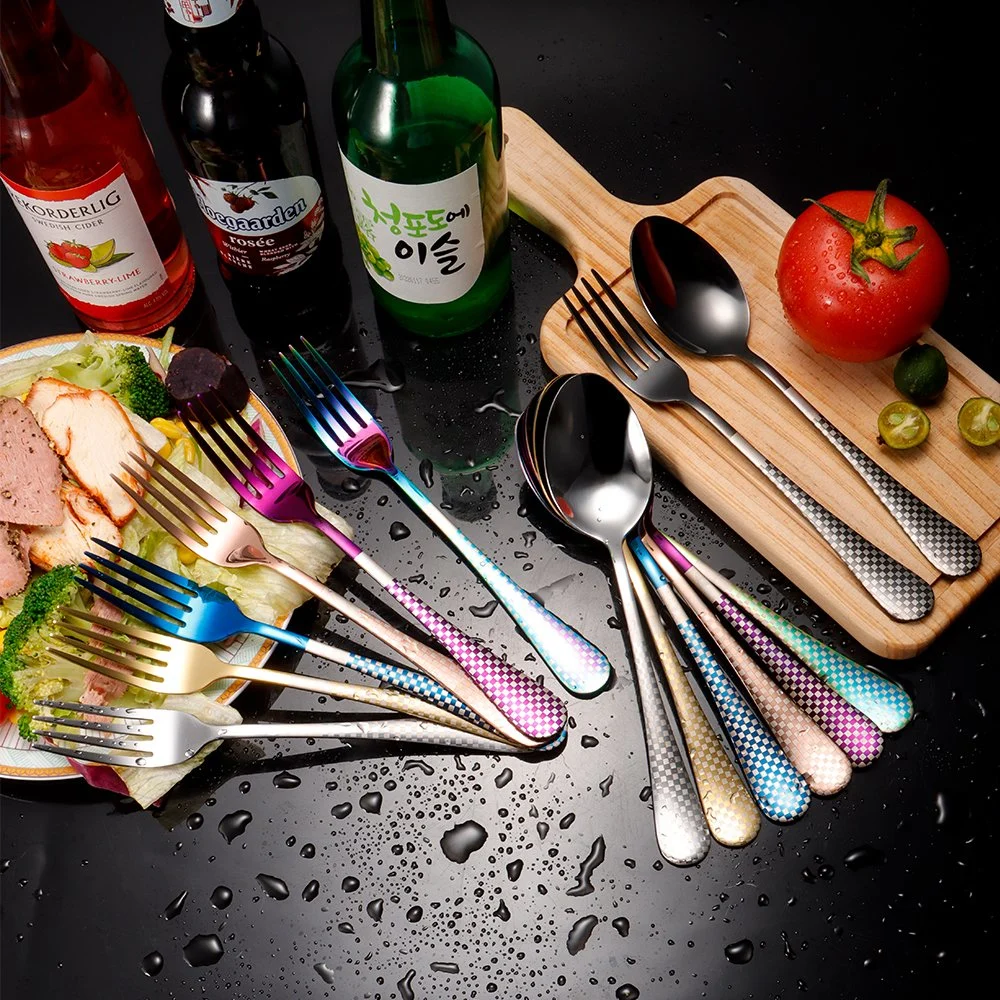 Colorful Multi Flateware Utensil Stainless Steel Fork Spoon Tableware Dinner Sets