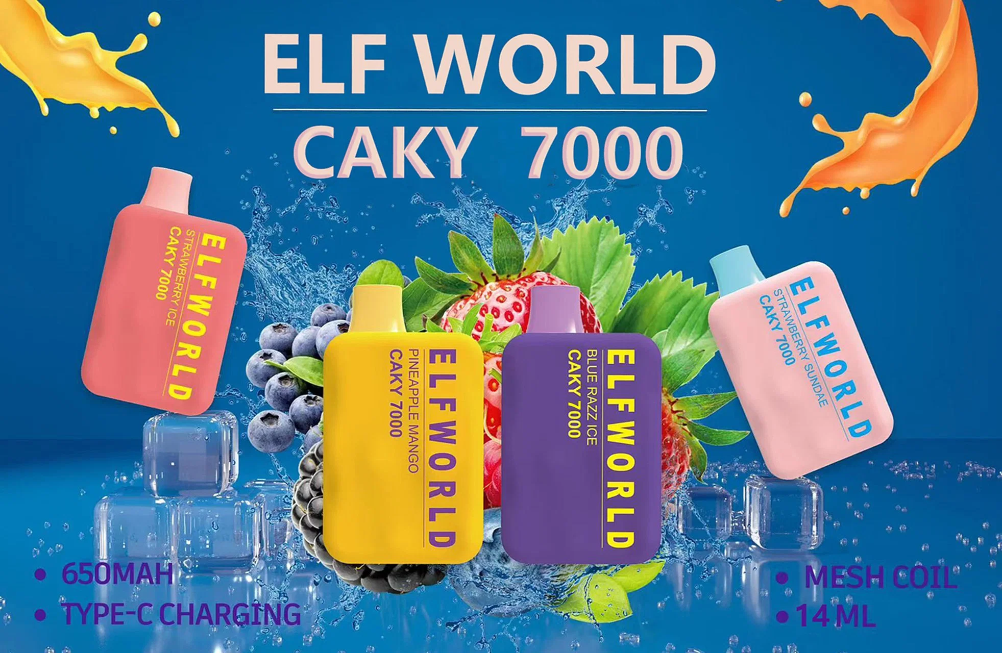 Jetables rechargeables e cig Cigarette électronique original Elfworld Caky 7000puff vs perdu Bar Vape Mary 5000