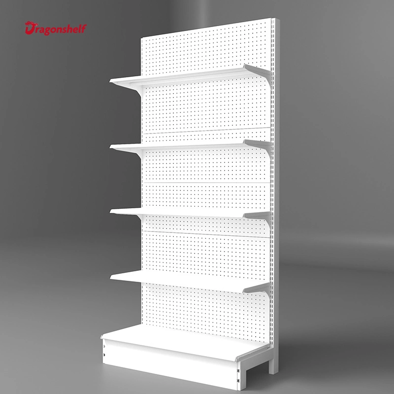 Multifunctional Medical Store Furniture Display Rack White Metal Supermarket Shelves