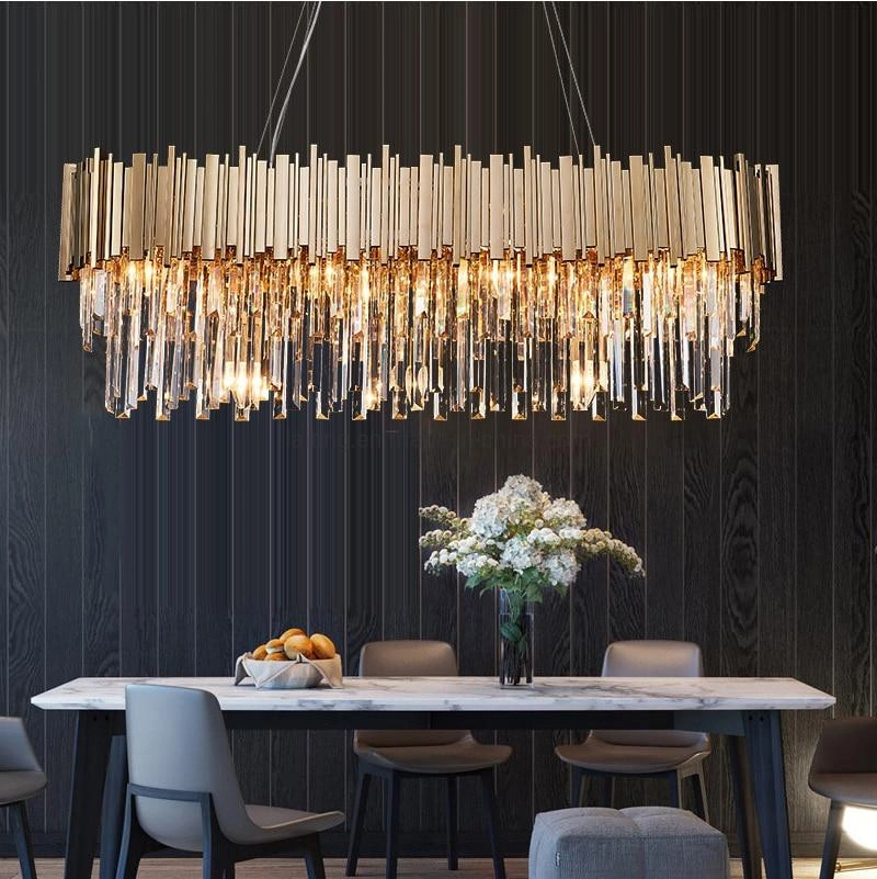 Rectangular Luxury Post Modern Chandeliers K9 Crystal Pendant Light Guzhen Hanging Lights Decorative Lighting