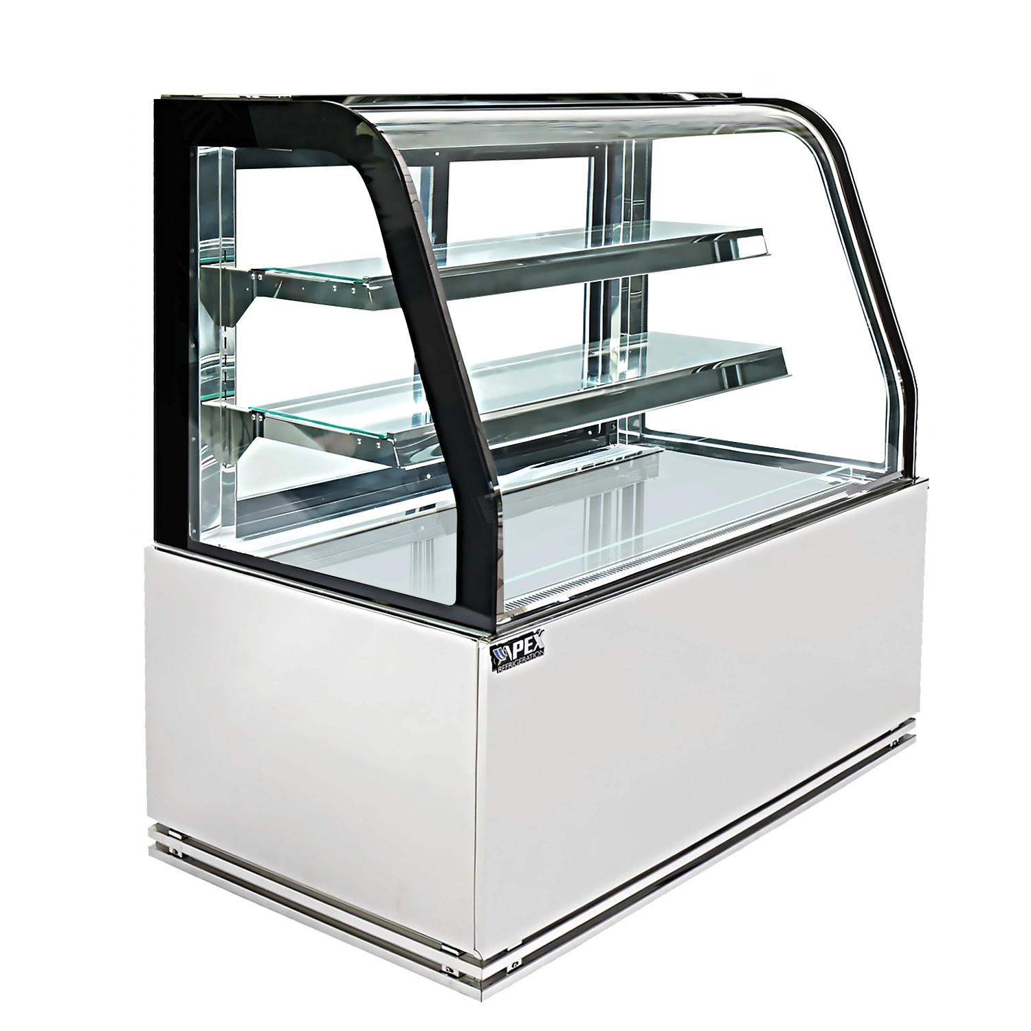 Commercial Mirror Stainless Steel Static Cooling Cold Cake Food Display Showcase Cooler