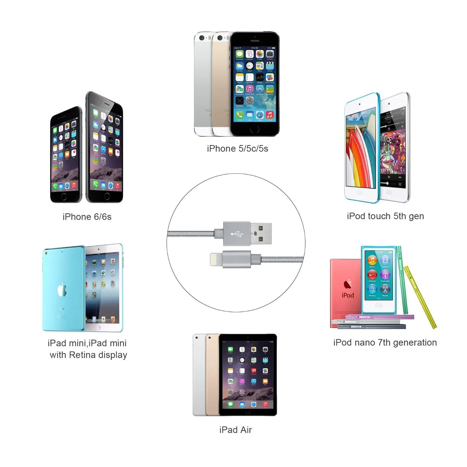 &#160; Super Durable Steel Wire Braided USB Lightning Cable for Phone