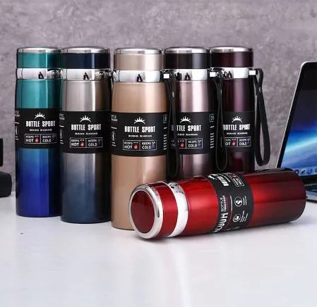 High quality/High cost performance  Hot and Cold Smart Insulated Cup Gray Travel Water Bottle