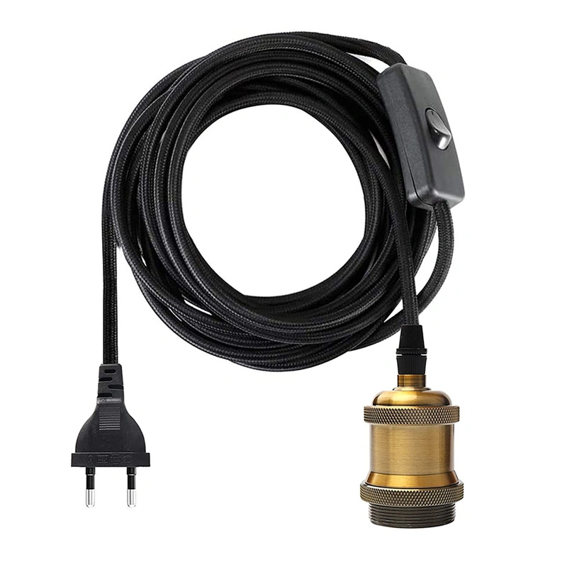 E26 E27 Kit de suspension de douille de lampe plafonnier Vintage Douille pour lampe de câble de 1 mètre de longueur réglable