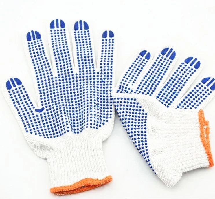 Colored Cotton Safety Knitted PVC Dots Glove in Guangzhou