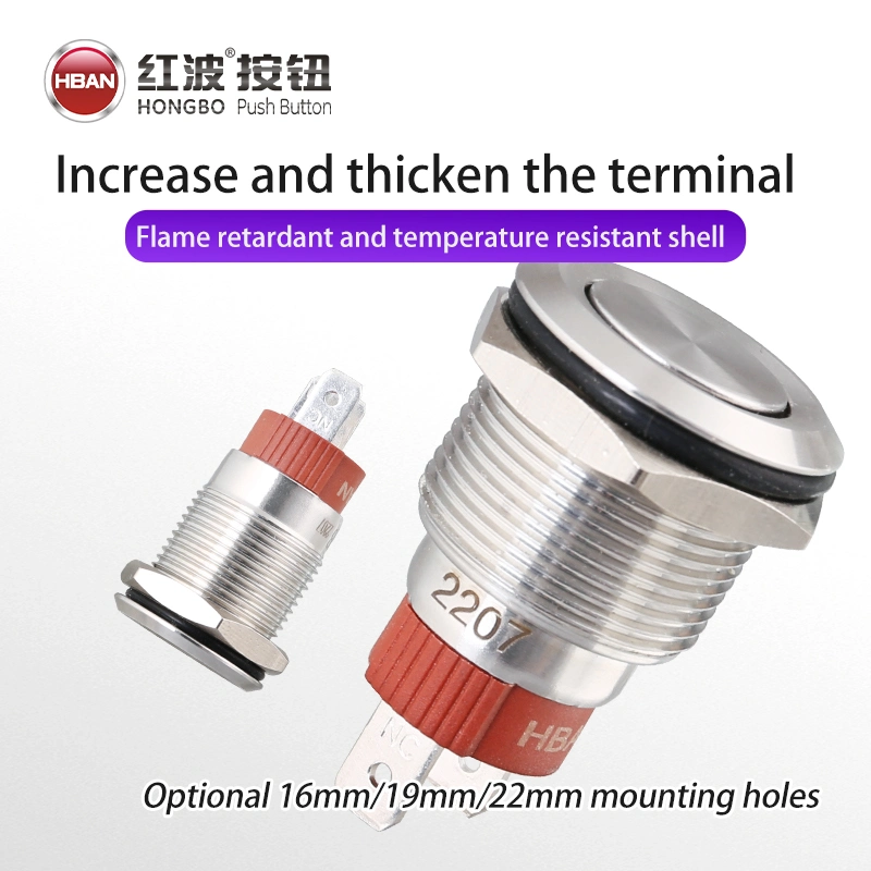 Momentary Switch Normally Open Button 10A 19mm Latching Round 12V Stainless Steel