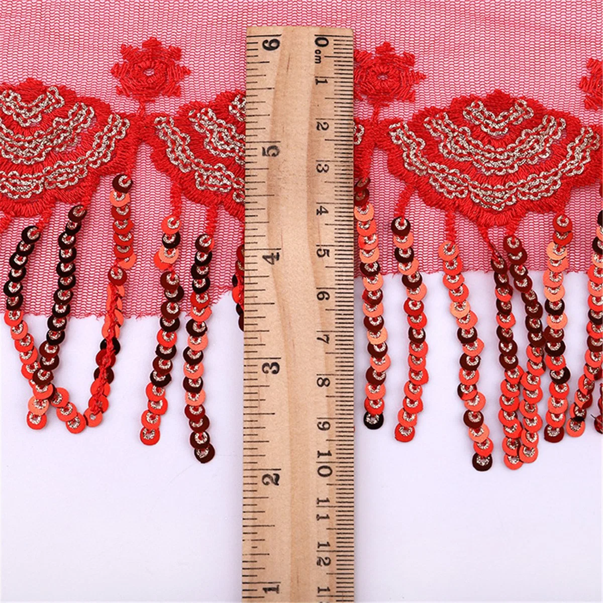 Spot Wholesale/Supplier Colorful Hollowed out Mesh Yarn Tassel Sequin Embroidery Lace Hemline Decorative Stage Clothing Accessories