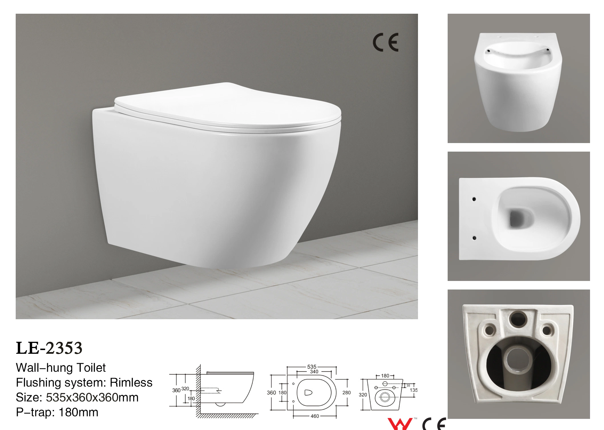 WC Suspendu Ceramic Wall Hung Water Gold armário montado sanita 2302-Oiu