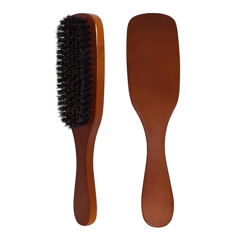 2023 Hot Selling High quality/High cost performance  Wood Handle Magic Personalised Wooden Beard Brush Brown Handle Black Hair