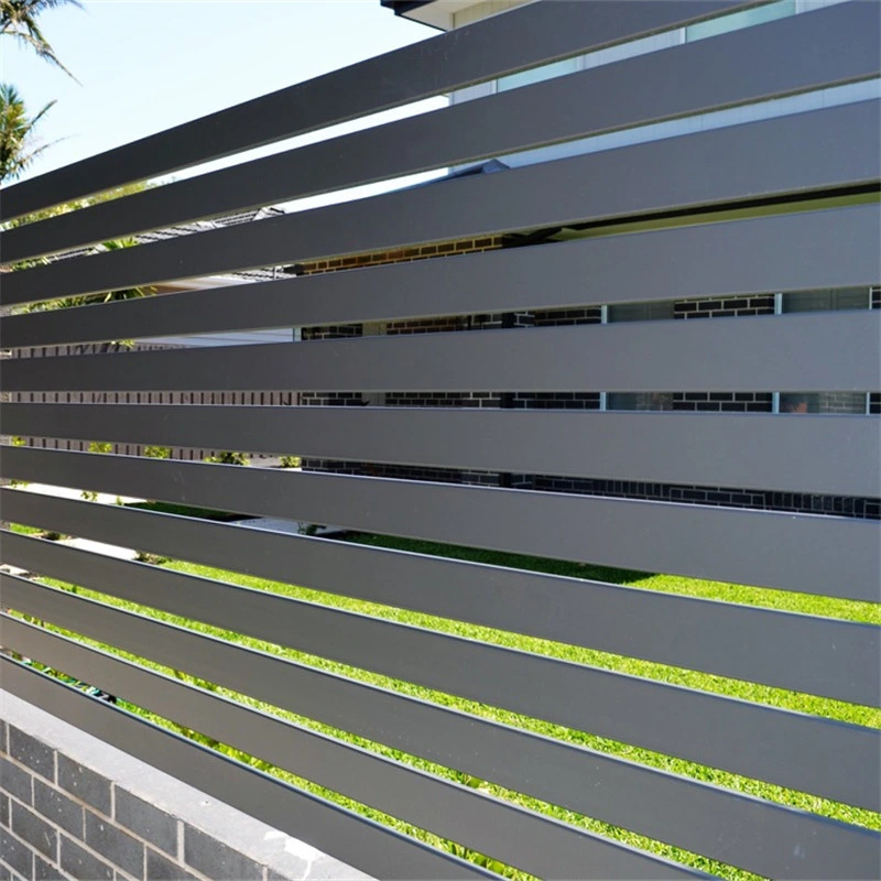 Customized Color Decorative Black/Whitehorizontal Ornamental Powder Coated Aluminum Outdoor Exterior Metal Aluminum Privacy Metal Slat Fences Panel