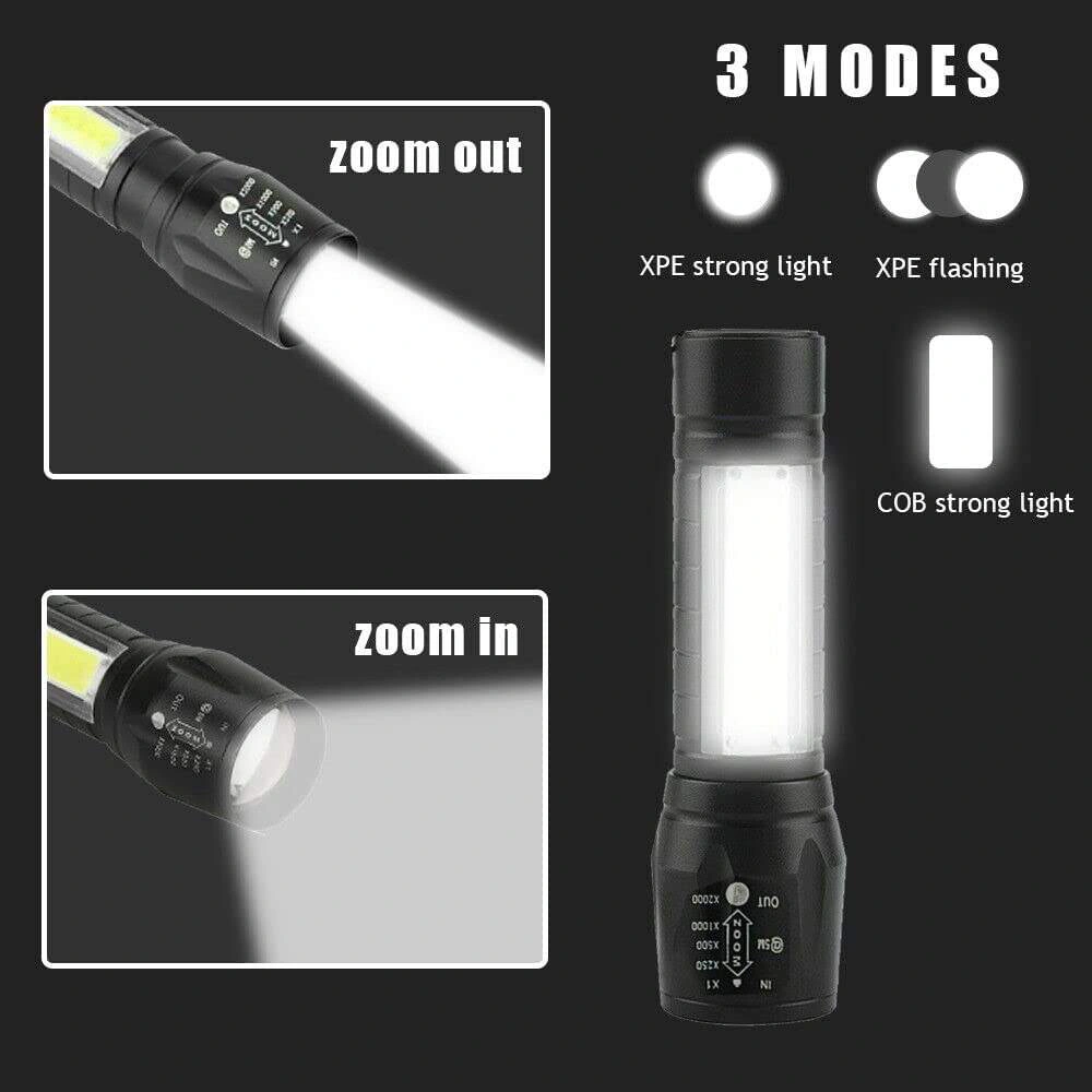 Super Bright Handheld Pocket with COB Side Searchlight High Lumens LED Flashlight