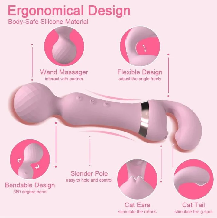 Leistungsstarker 2 in 1 AV Vibrator weibliche Zauberstab Klitoris Stimulator USB aufladen 20 Modi G Spot Sex Toys Dildo Für Frauen