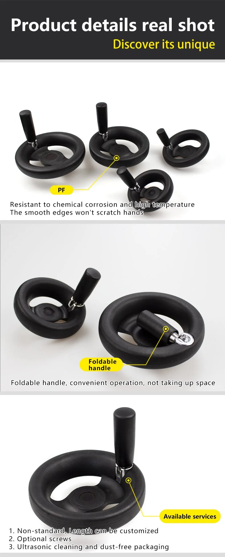 Folding Double-Width Handwheel for Adjustment of Various Mechanical Equipment and Precision Instruments