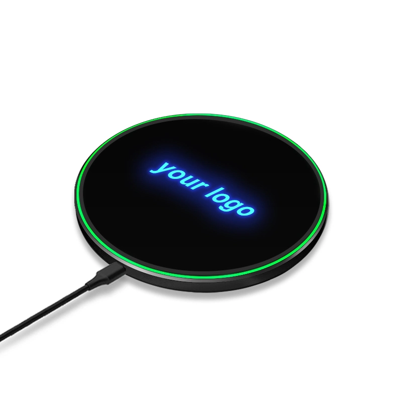 LED Logo 10W 15W Fast Charge Pad Qi Wireless Charger Portable Charger for Mobile Phone LED Light Fast Charging Wireless Charger