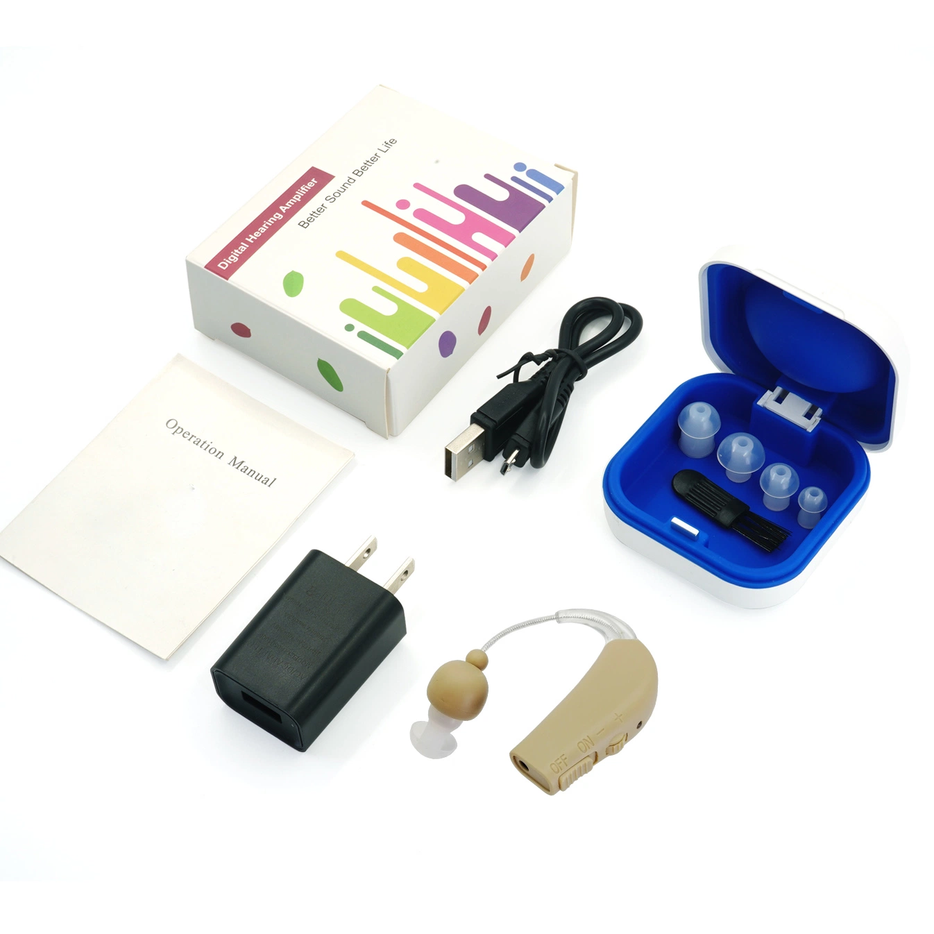 New Digital Ear Sound Device Rechargeable Analog OTC Hearing Aid Product Audifonos Mini Behind The Ear Battery Bte Aids Amplifier Price for Seniors Hearing Loss