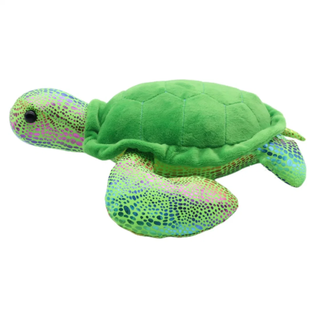 Custom 12" Kids Plush Turtle Toys Soft Tortoise Children Gift Green Stuff Animal Sparkly Sea Turtle with Black Eyes Baby Toy