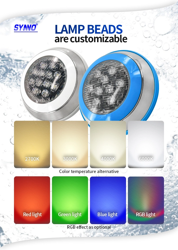 Branco Warmwhite Vermelho Azul Verde Verde IP68 RGB Aço inoxidável 12V Lâmpada da luz LED de piscina