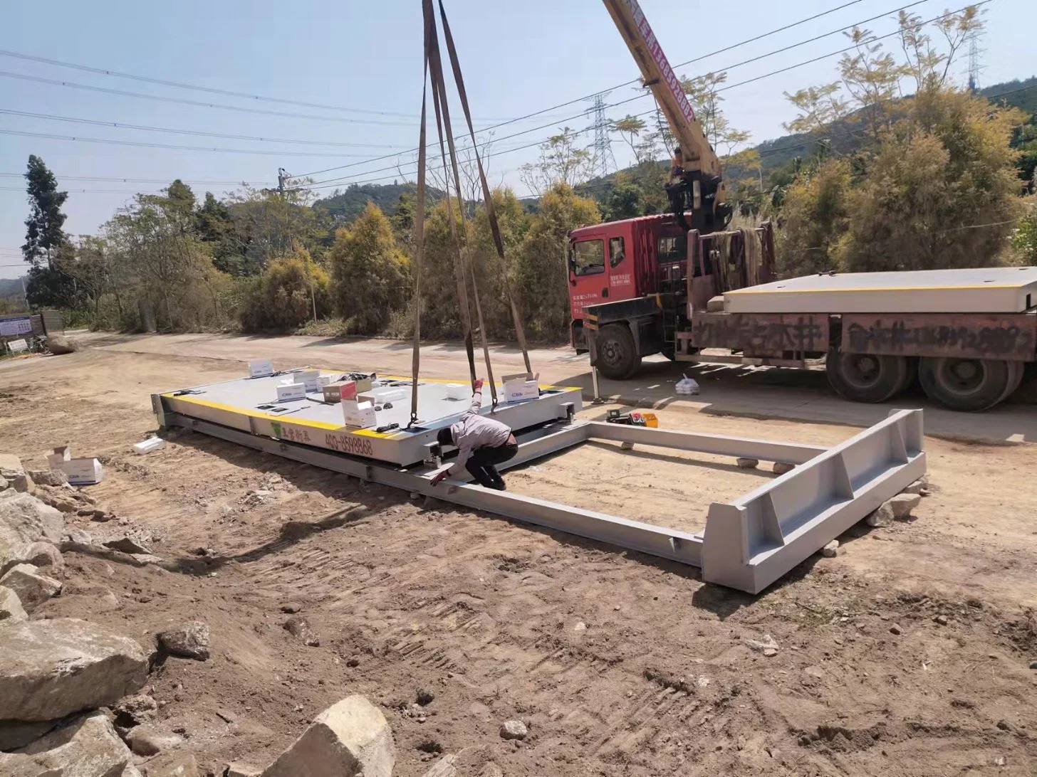 Pont de Weighbridge sans platine en acier 3X18m 100t avec certification OIML