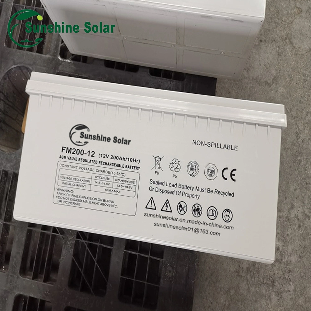 Sunshine 12V 24V 48V 26ah 32ah 100ah 200ah 250ah Lead Acid Solar Energy Storage Battery