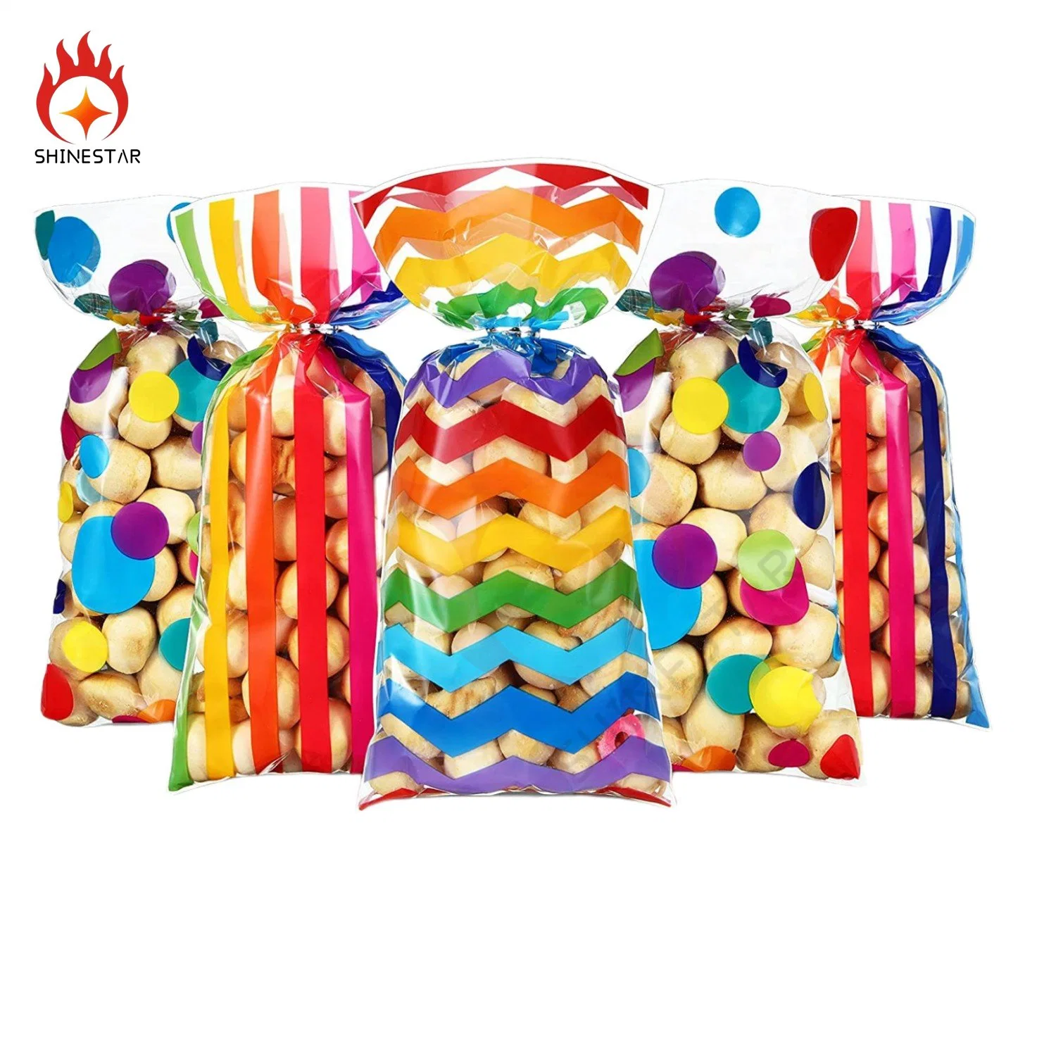 Rainbow Cellophane Plastic Packaging Bag for Candy, Gift, Cookie Storage Packing Bags with Twist Ties