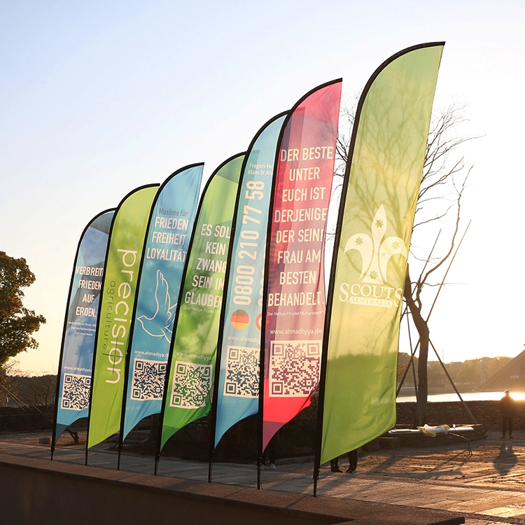 Logo Custom Big Polyester Feather Beach Flag Banner for Outdoor Events Display