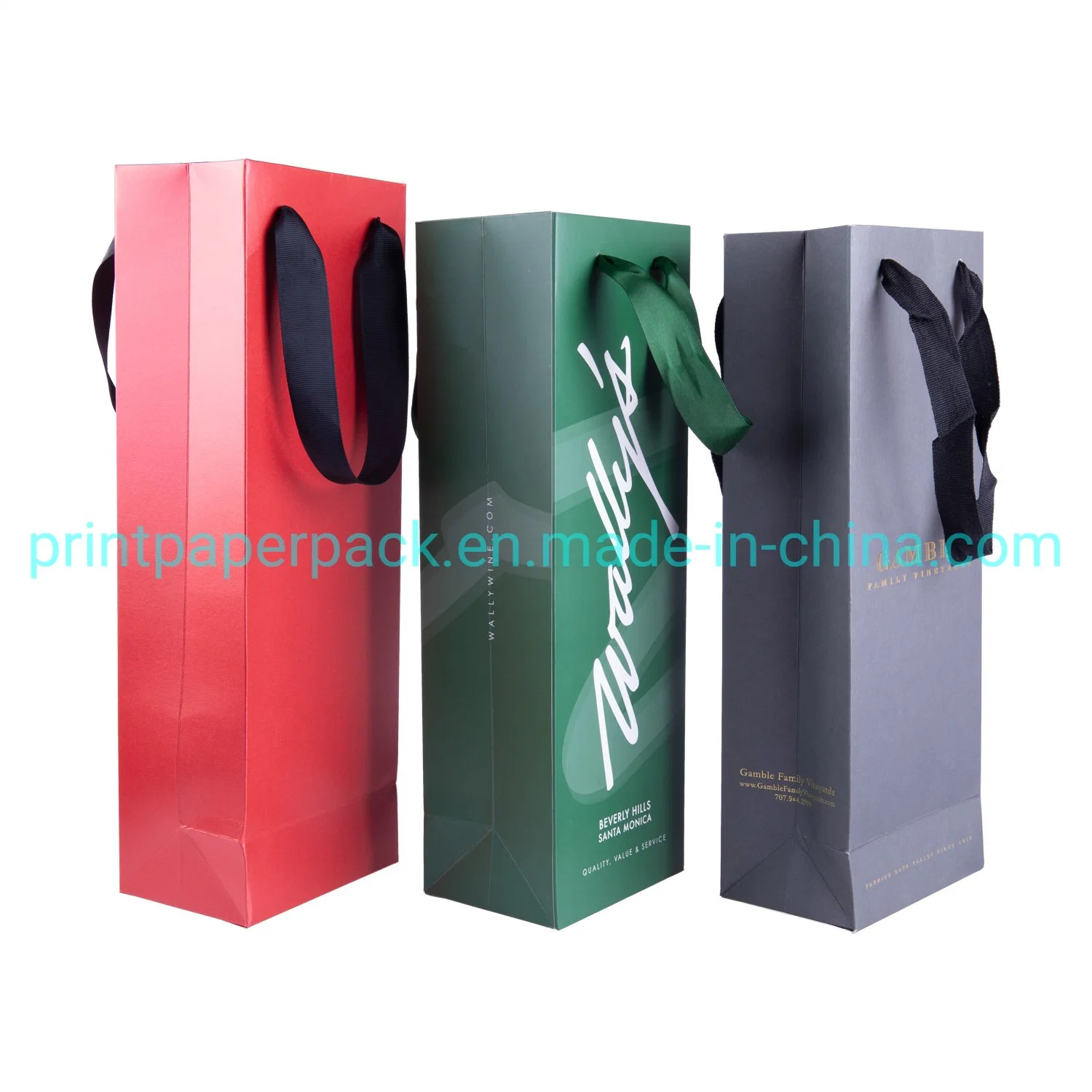 Luxury Custom Green Printed Paper Shopping Gift Bags for Packing with Handles