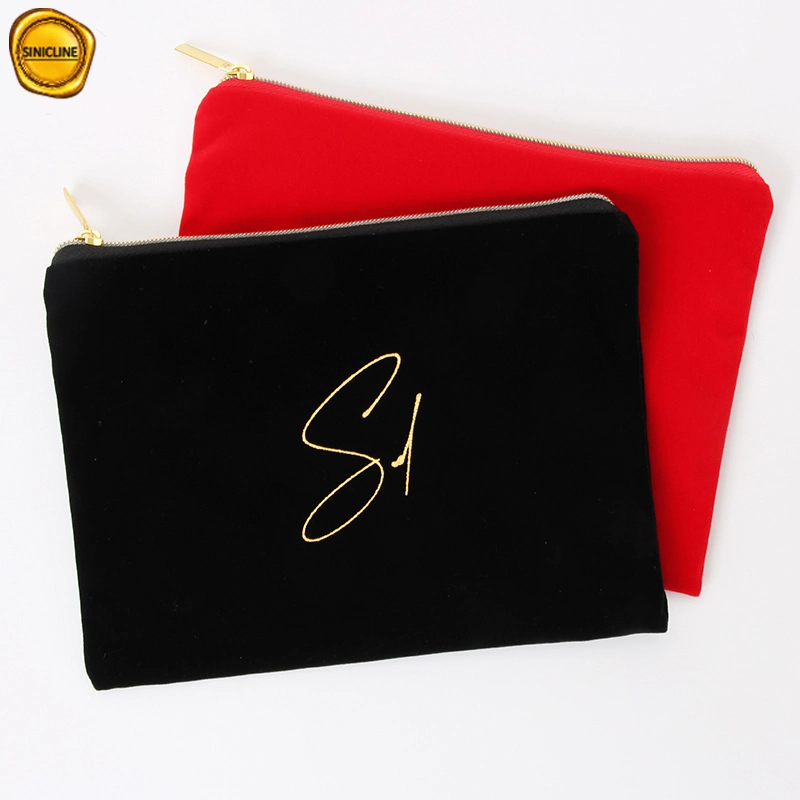 Personal Customized Black Mini Velvet Gift Bag with Logo Zipper Bag for Promotions