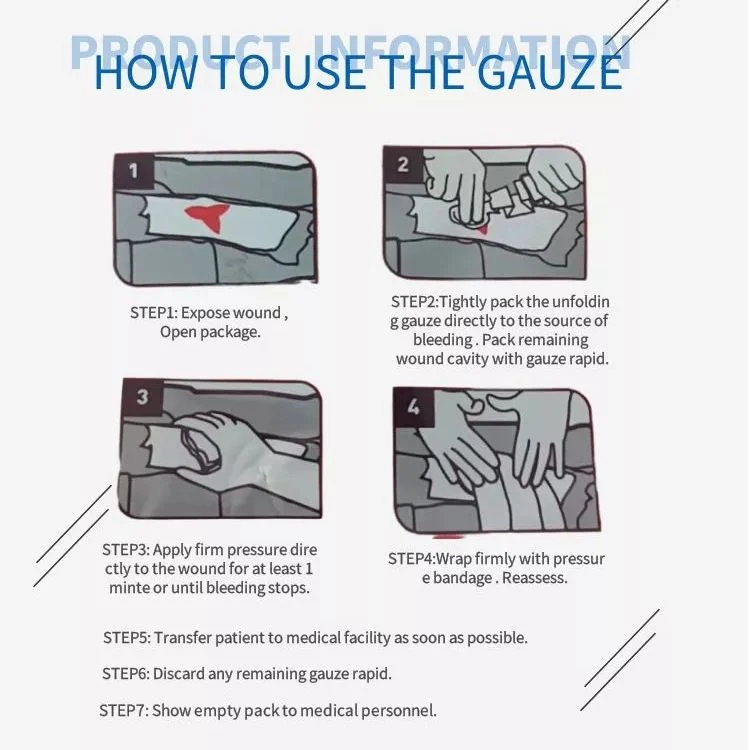 Emergency Trauma Z-Fold Hemostatic Chitosan Gauze for Ifak Tactical Outdoor Medical Dressing Stop Bleeding