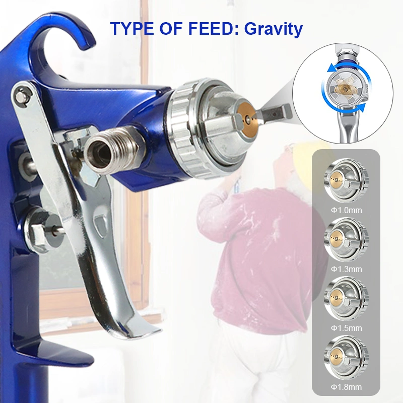 F-75g Spray Painting Gun Gravity Feed Adjusted Nozzle for Paint and Filler Work Car High Pressure Spray Gun