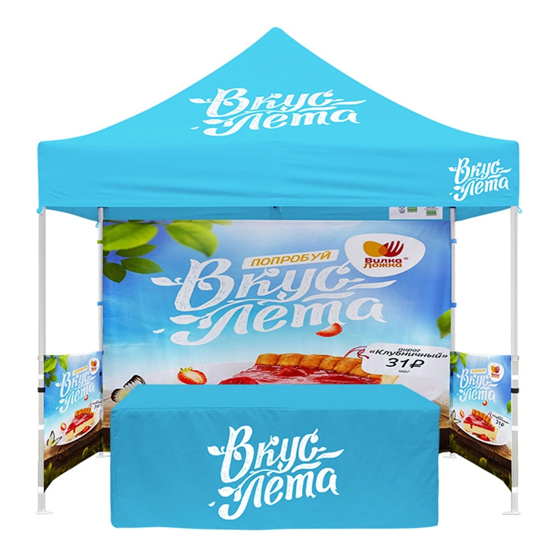 Conjunto completo Design pop-up fácil Custom Canopy exibe o Pacote de apresentação Cabine de exposição / tenda sem bandeiras de penas