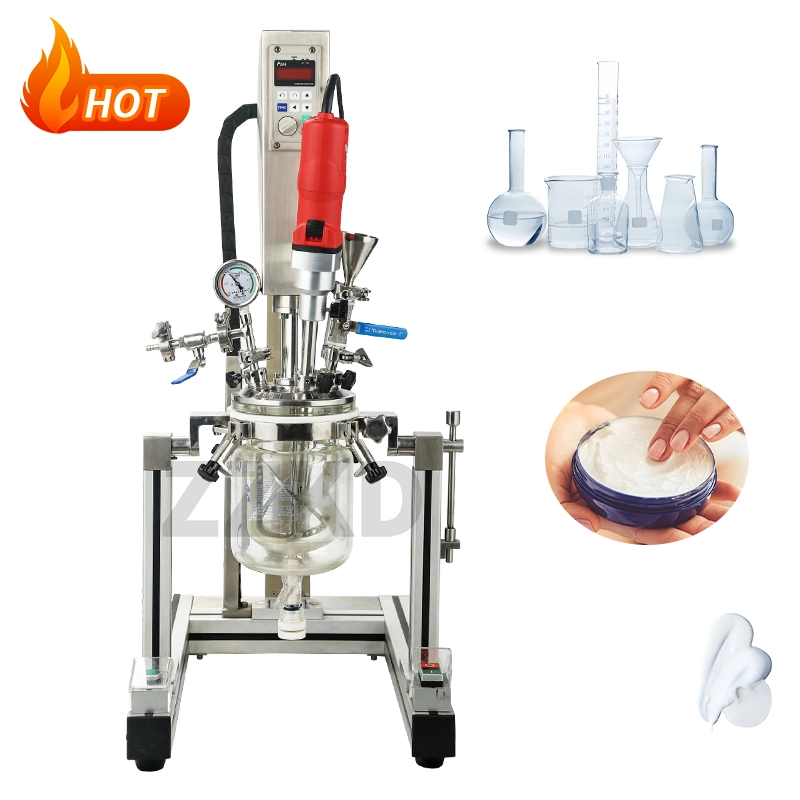 Multifunctional Lab Vacuum Glass Emulsifying Reactor Homogenizer Stirrer Emulsifier for Cosmetic Liquid Soap Mixing Machine