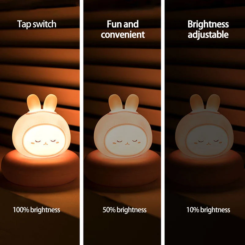 Cute LED Night Light Silicone Touch Sensor Cat Lamp Kids Bedroom Decor