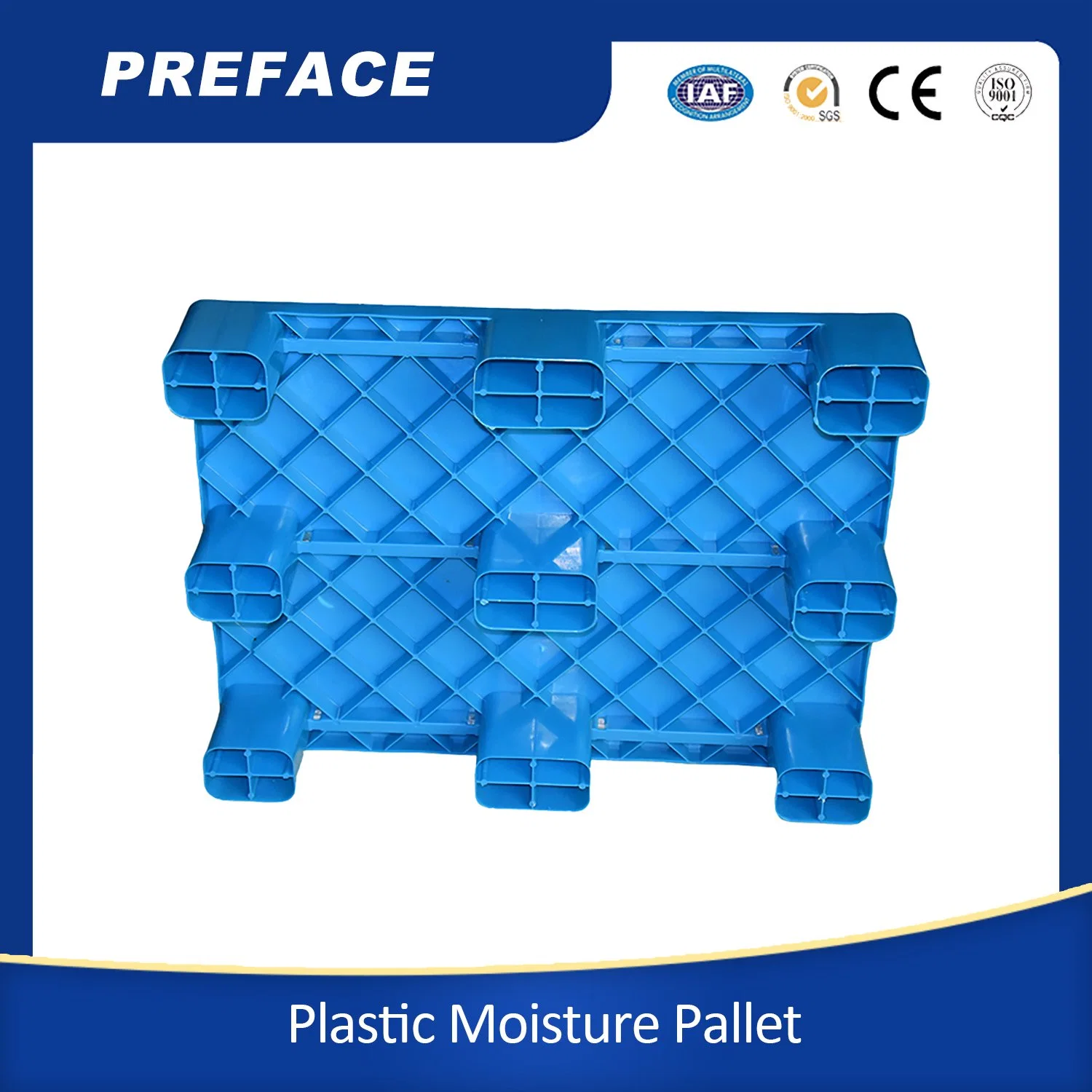 Hot Sale Supermarket Cushion Warehouse Waterproof Plastic Moisture Proof Backing Plate Pallet Flat Grid Euro Pallet Heavy Duty 3 Runners Hygienic Plastic Pallet