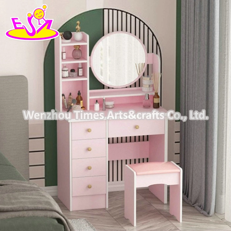 Customize LED Light Wooden Dressing Table with Mirror and Stool W08h168