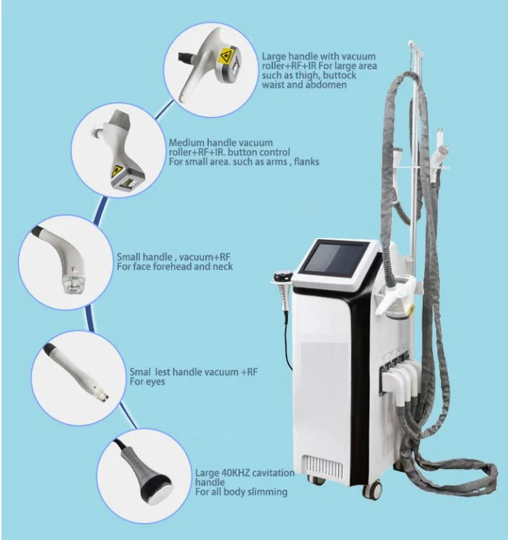 Vacuum Roller RF IR Therapy Massage Machine 5 Handles Cellulite Removal Lymphatic Treatment Machine