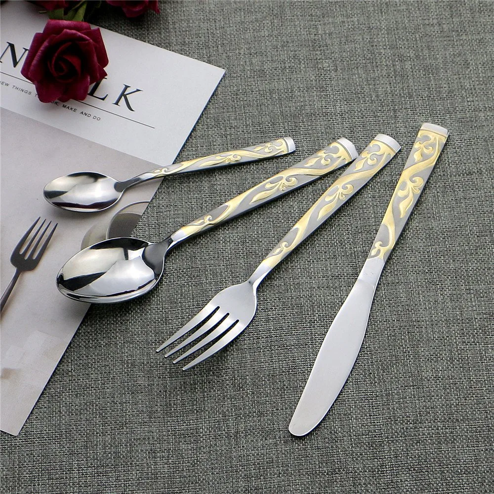 Supply to Yiwu Market Cutlery From Guangdong Province Stainless Steel Gold Flatware Factory